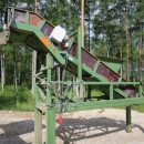 3914 Schouten lådvändare med transportör/elevator