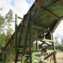 3914 Schouten lådvändare med transportör/elevator