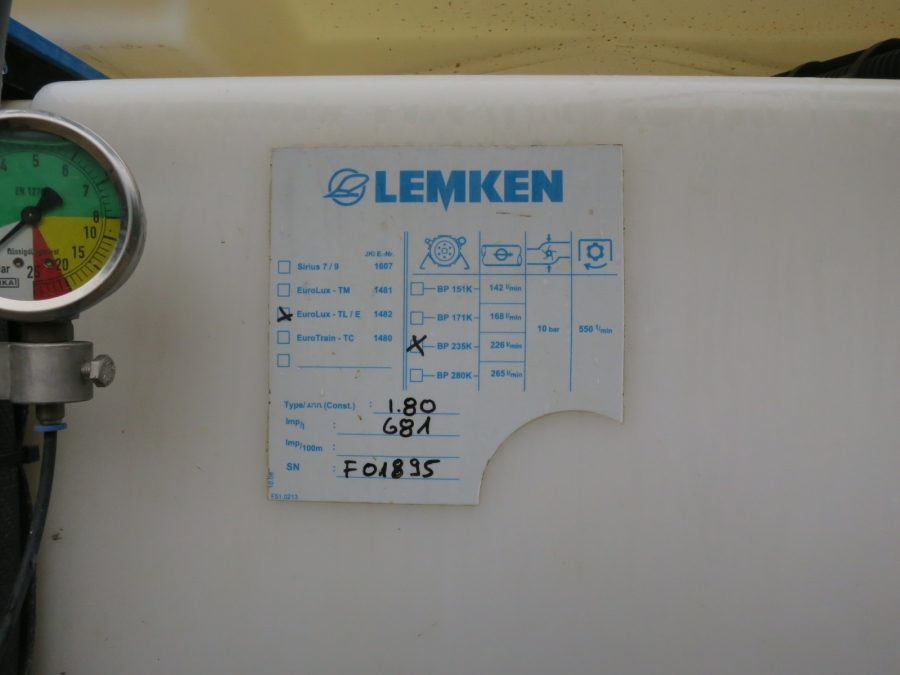 4806 Lemken Eurolux TLE 1000 sprayer
